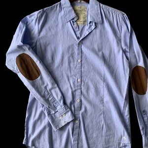 Scotch and Soda blue fitted oxford w elbow patches